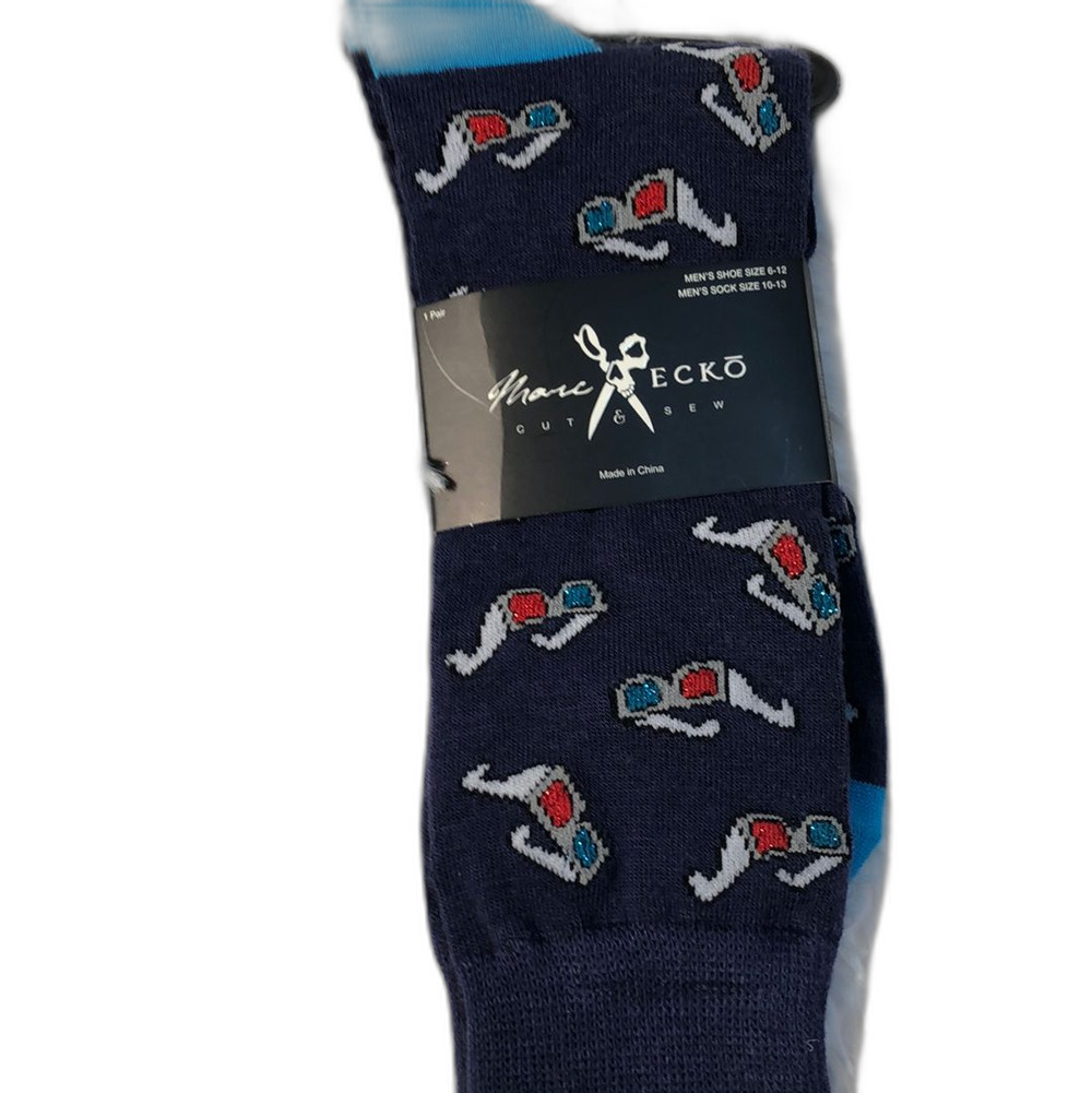 Marc Ecko Cut & Sew Mens Novelty Crew Socks Blue 3D Glasses